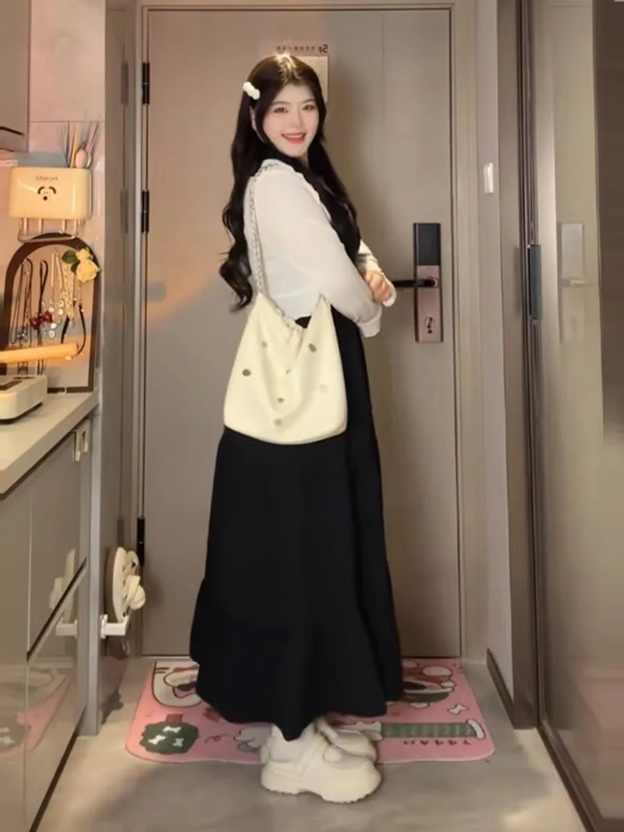 plus Size Summer Women's Dr Set with Strap High Waist A-Line Skirt Conceal Belly Hide Meat Pear ape Body Cardigan Two-Pi...