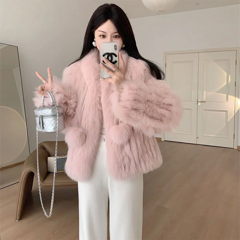 

Women's New Fox Hair Coat Fashion Korean Edition Winter Thickened Sweet Short Fur Coat High end Commuter Casual Coat