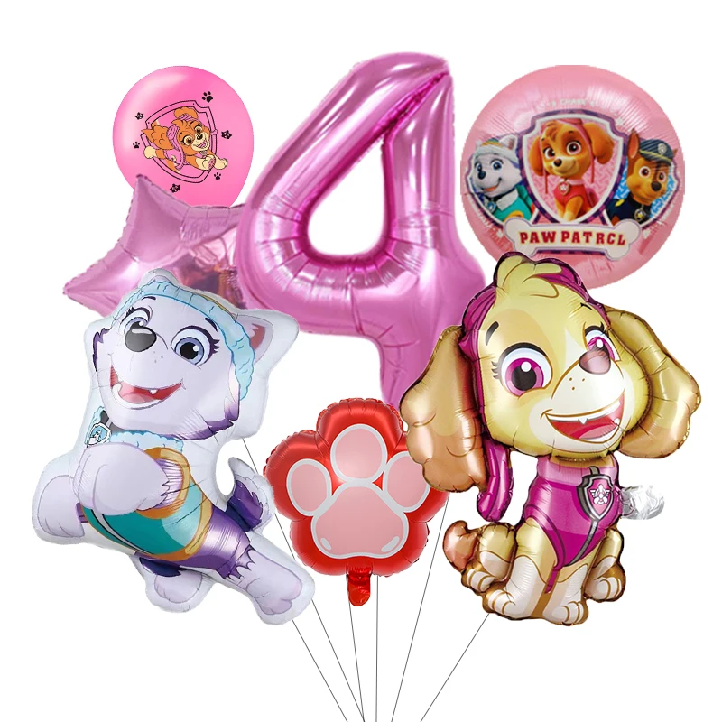 7 stücke Cartoon PAW Patrol Geburtstag Dekoration Aluminium Film Digital Ballon Set Hund Chase Kinder Party Liefert Spielzeug