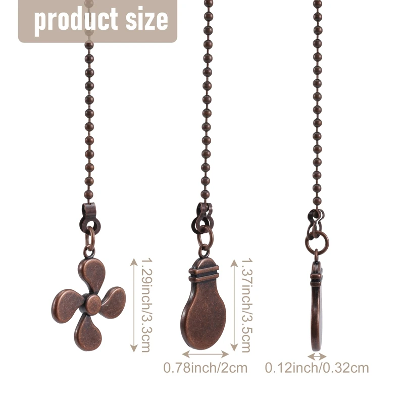 FULL-4Pcs Ceiling Fan Pull Chain Set,Bulb And Fan Pattern Pull Chain Extension Fan Pull Chain Pendant 12 Inch