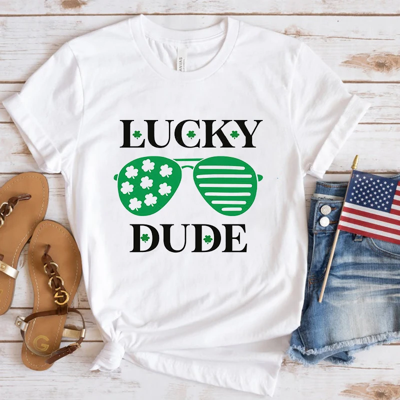 Happy St. Patrick'S Day Lucky Dude Printing T Shirt Men Women T-Shirt Harajuku T-Shirt Unisex Fashion Summer Tops