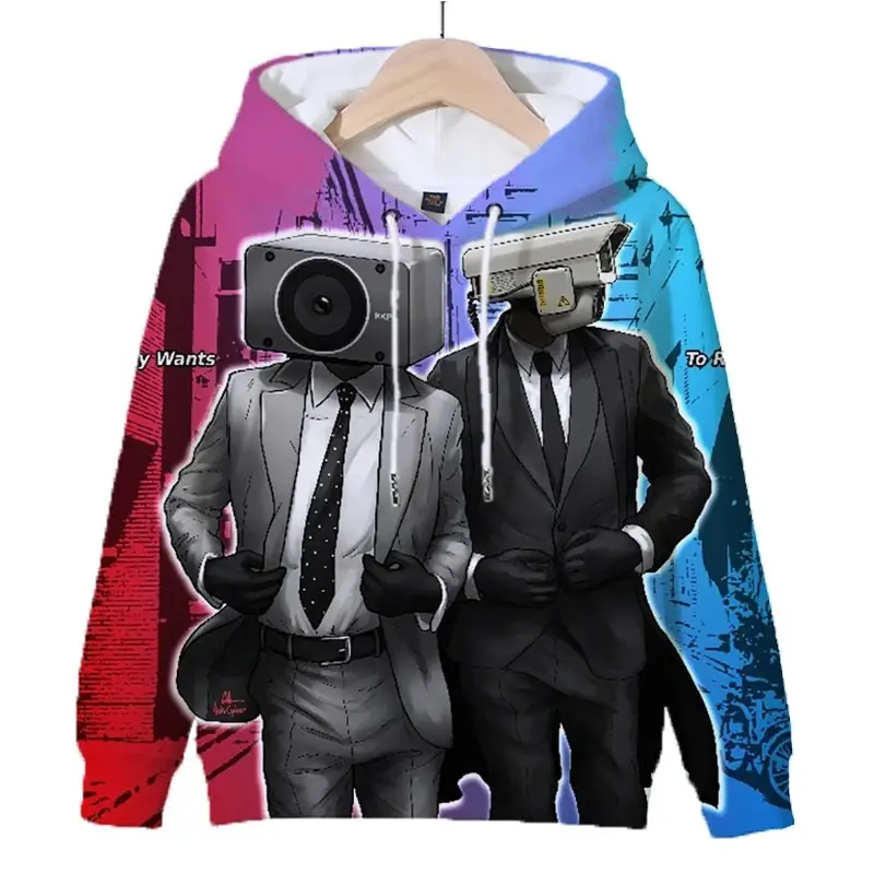 Popular game skibidi toy toilet man 3D printed men's hoodie cartoon children's casual fashion pullover boy and girl sports shirt