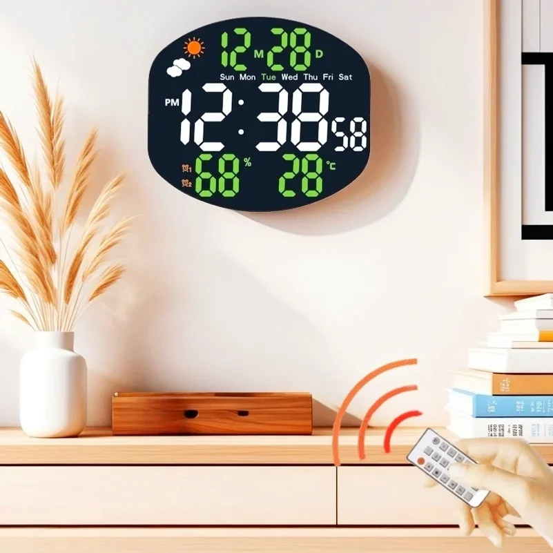 Weather Station Large Digital Wall Clock TEMP Humidity