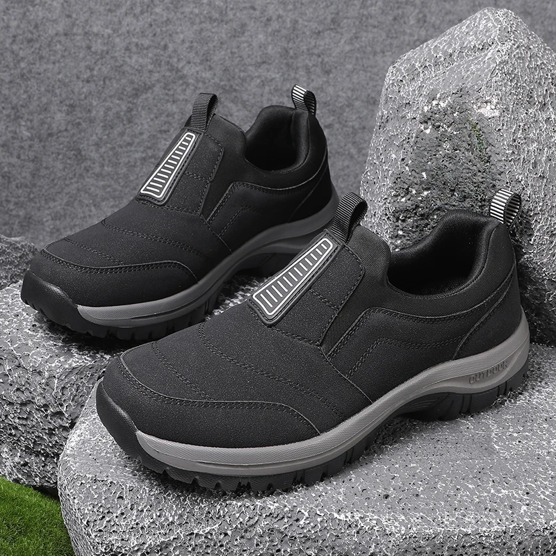 Sapatos de caminhada ao ar livre masculinos, sapatos esportivos de caminhada de grandes dimensões, primavera e outono moda casual camurça único mocassins marca 2025