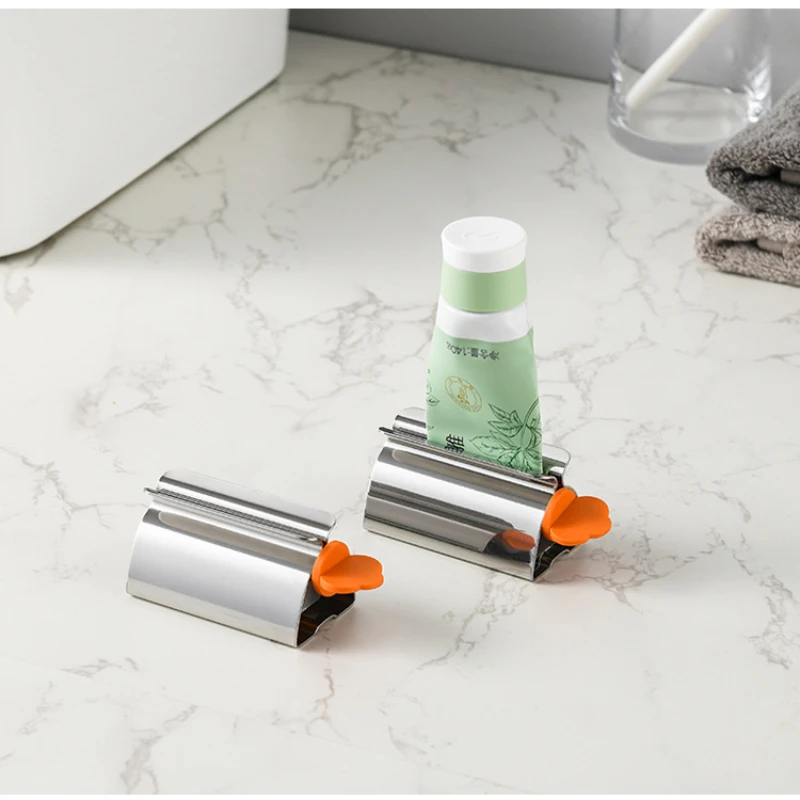 Toothpaste Tube Squeezer -Set of 2 Toothpaste Squeezer Rollers, Metal Toothpaste Tube Wringer Holder Stand Bathroom Accessories