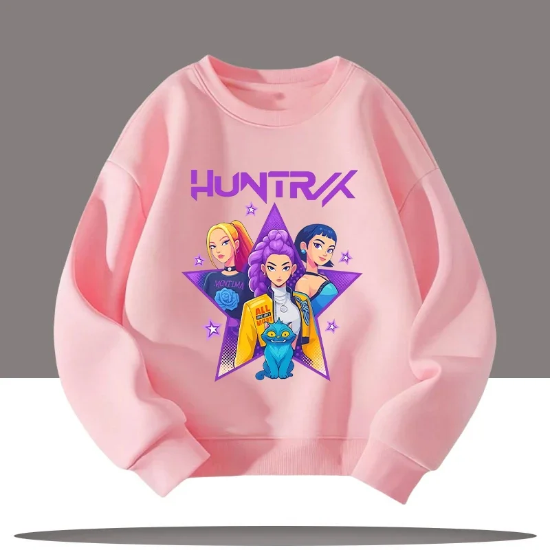 

2026 New Winter-Spring Children's Round-neck Sport Shirt with Cartoon Print - K-pop - Evil Hunter - Cute Girl Casual Top