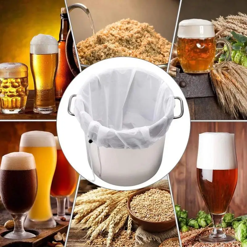 Extra grandes sacos reutilizáveis straining sacos seguros, malha fina lavável, filtro de cerveja frio, cordão ajustável