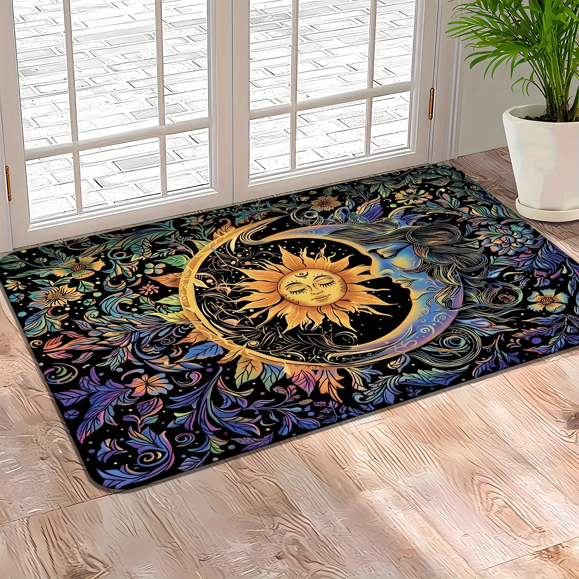 

1PC Bohe Style Pattern Kitchen Rugs Non-Slip Home Door Mats Pop design Bathroom Rugs Bath Mat Carpet for Home Sink Laundry Decor