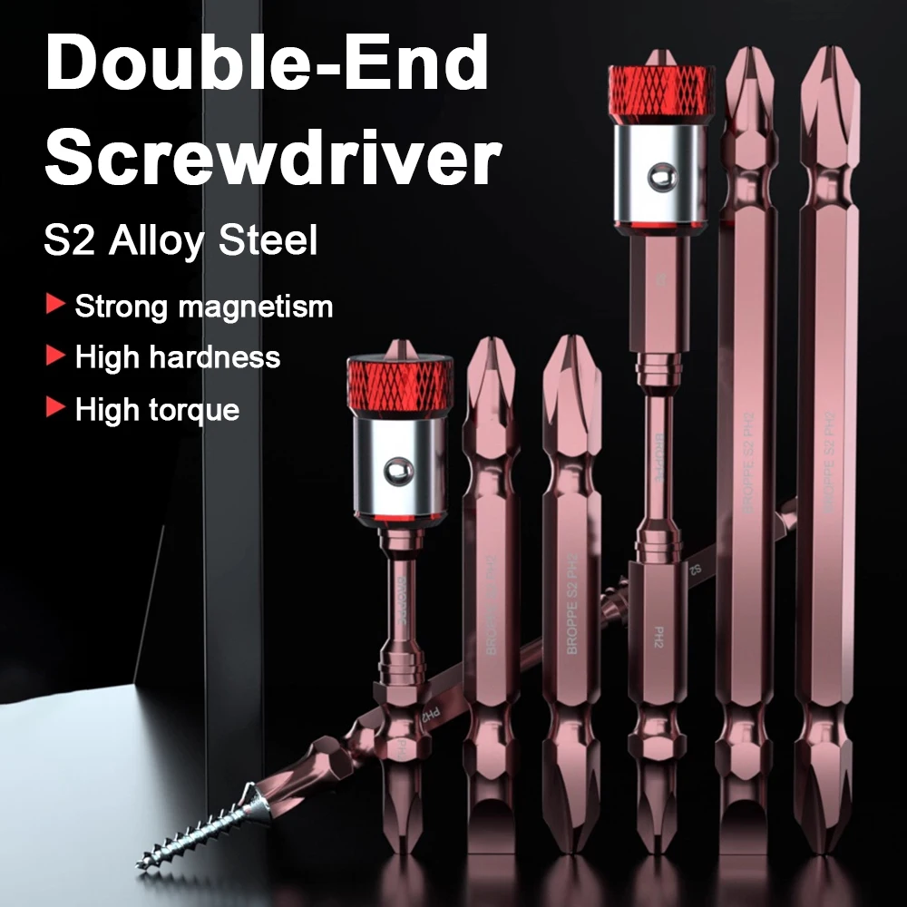 

10Pcs 65/100/150mm Double-End Screwdriver Head Bits S2 Steel PH2 Cross Bit Strong Magnetic High Hardness Torque Batch Head Sets
