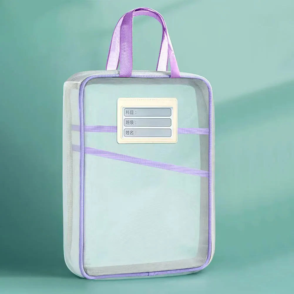 File Document Organizer Subject Classification Bag Transparent Zippered Document Bag Large Capacity L-shaped for Company Letters