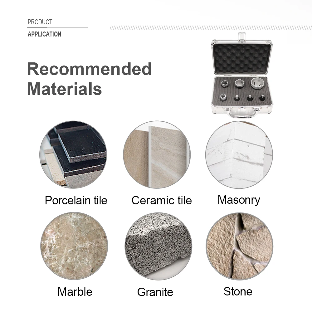 Imagem -06 - Shdiatool-conjunto de Bits de Diamante Perfuração a Seco Porcelanato Cerâmica Mármore Grés Buraco Saw Kit Buraco Saw 10 20 25 35 50 mm M14 Peças