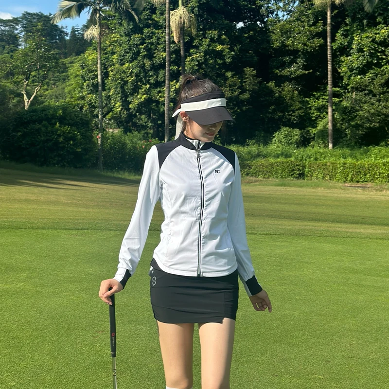 

Golf Jacket for Women Autumn Windproof Thin Jacket Sports Quick-drying Slim Windbreaker Simple Color Matching Jersey for Women