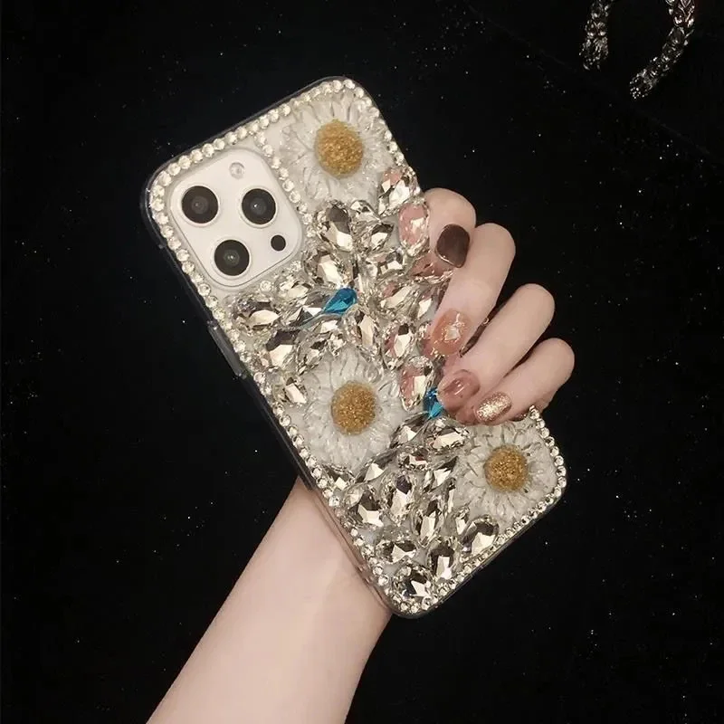 Luxury Stereoscopic Diamond Sakura Case for Samsung A50, A70S, A52, A71, A51, A72, A73, Bling Lens Frame, Bumper Cover, Fashion