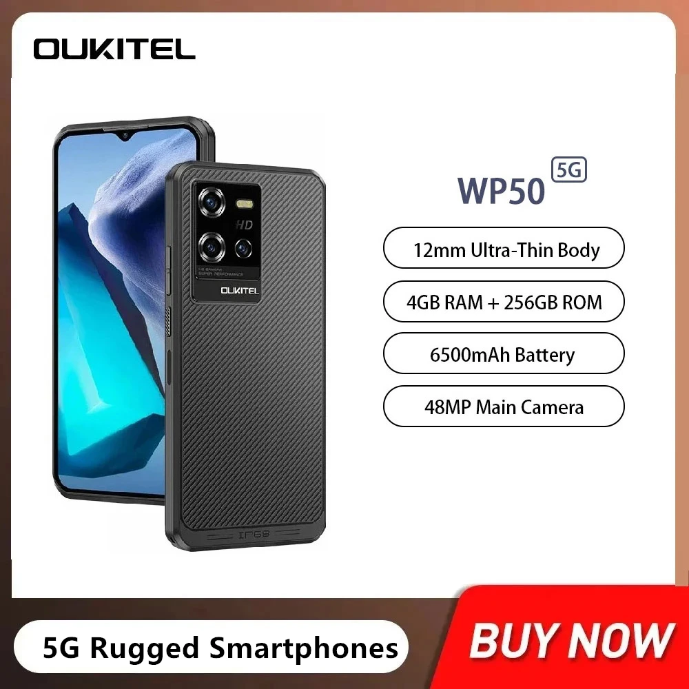 

Oukitel WP50 Rugged 5G Smartphones 6.6Inch HD+ Screen Octa Core 12GB+256GB Android 14 Cell Phone 6500mAh 48MP NFC Global version