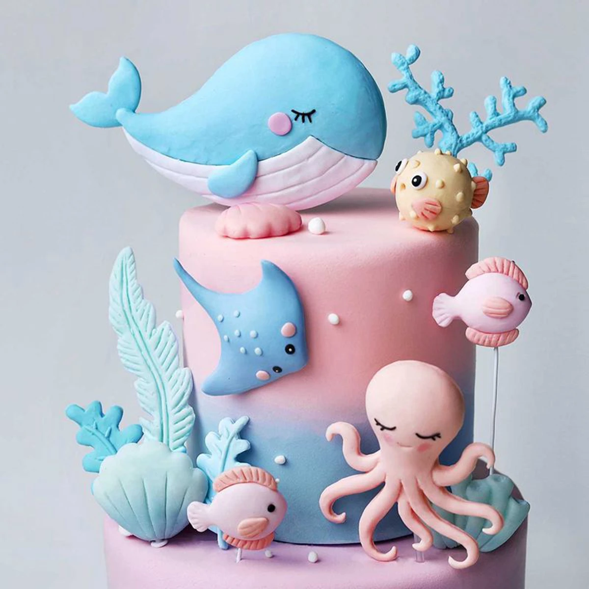Ocean Octopus Whale Cake Decor - Marine Aquarium Decorations review and price