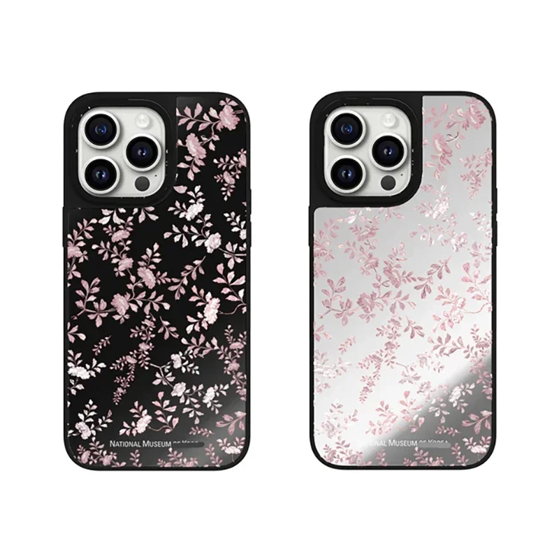 

Korean Fashion Museum Flower Mirror Surface Phone Case Cover for IPhone 11 12 13 14 15 Pro Max Case for IPhone 15 Pro Max