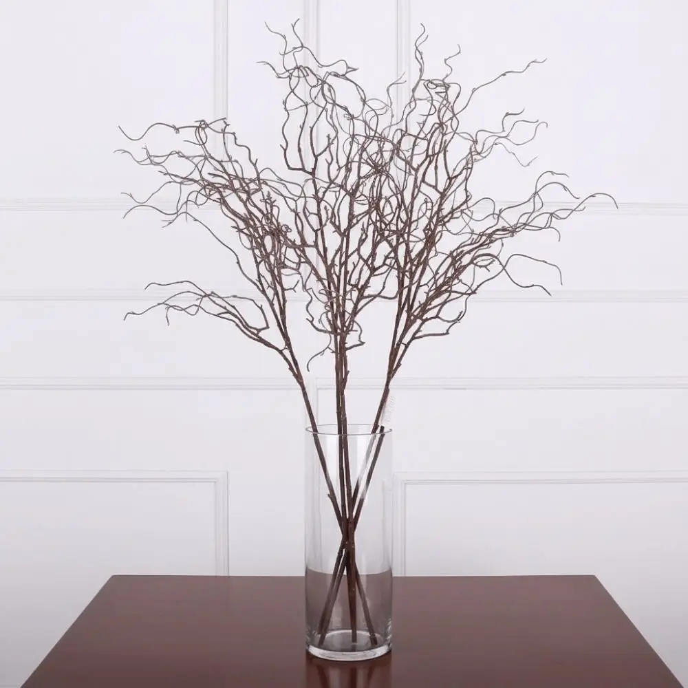 

120cm Length Artificial Willow Branch 4-Fork Realistic Design Artificial Twigs Curly Shape Soft Texture Simulation Flower