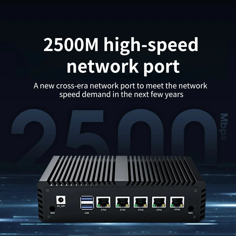 Celeron N5105 Mini Home Server 8G RAM 5*2.5G Lan Pfsense Firewall Router HD VGA port Compact Industrial Computer 2xRS232 COM POE
