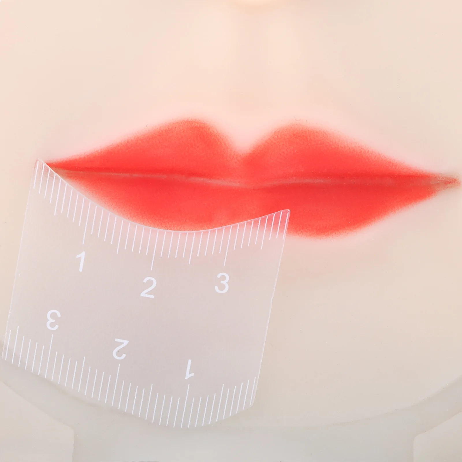 Tattoo makeup lip ruler lip shape auxiliary ruler PVC transparent bendable fit lip ruler with scale