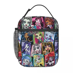 Lunch Bag Monster High Character Convenient Lunch Box For Girls Anime Kawaii Picnic Cooler Bag Leisure Waterproof Tote Food Bags