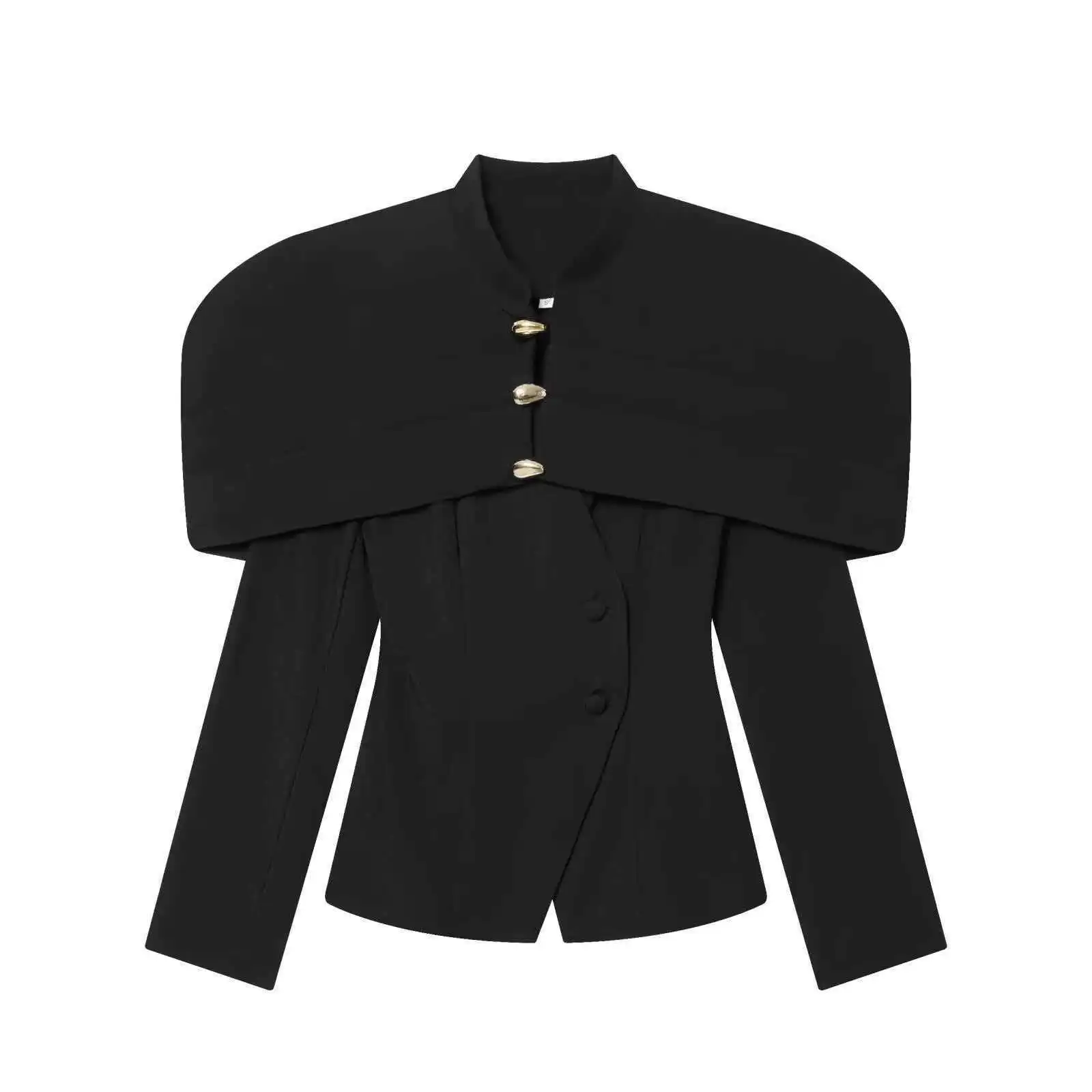 KIDCRKJ 시크 여성용 봄 신상 수트 코트 골드 버튼 패치워크 허리 조절 여성 블레이저 재킷 우아한 출퇴근룩 여성 아우터