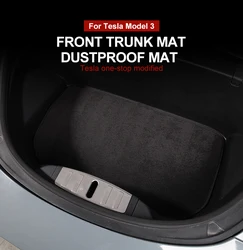 Car Front Trunk Mat Pad for Tesla Model 3 Model Y Storage Box Non-slip Mats for Model Three Dust-proof Flocking Fabric 2017-2023