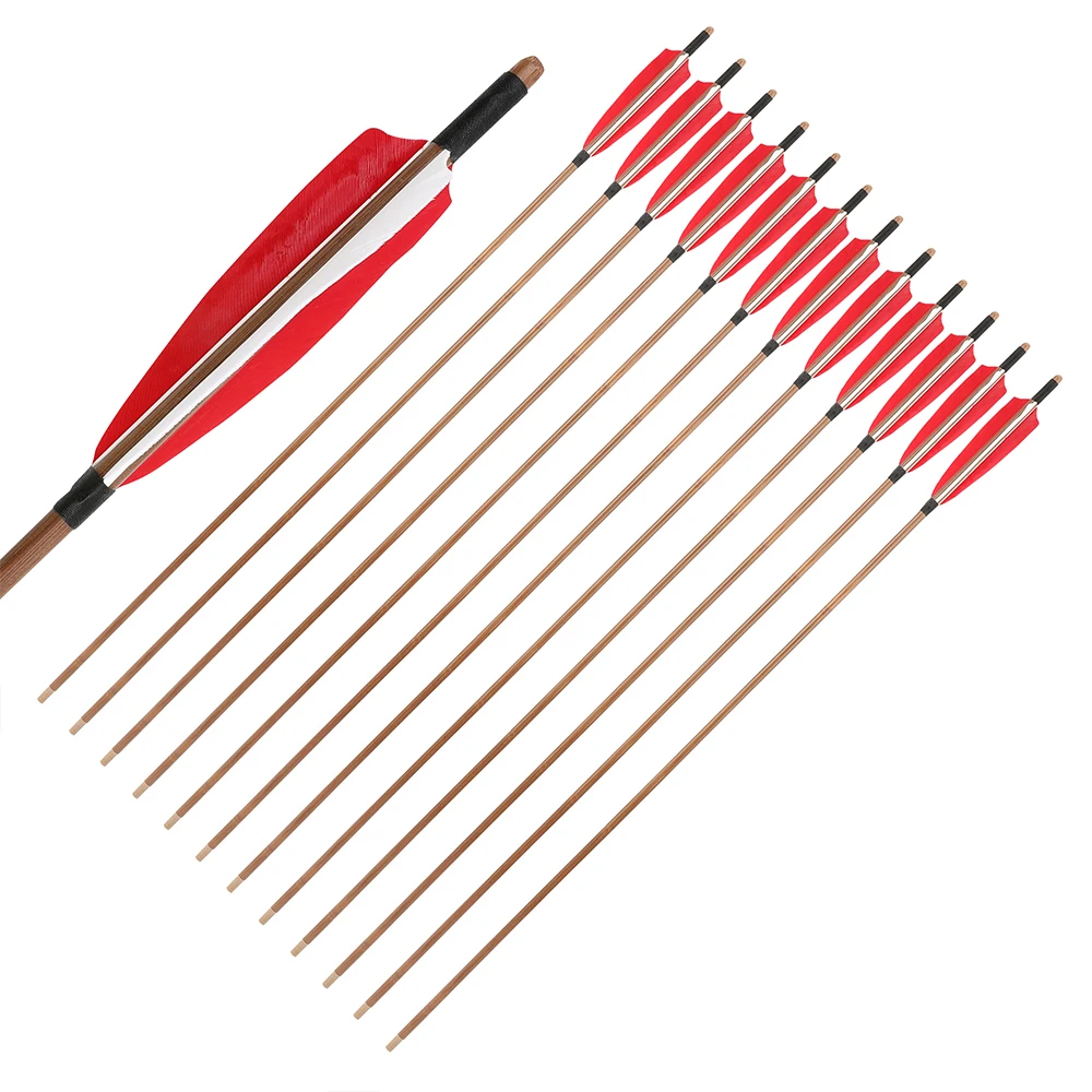 6/12pcs Bamboo Arrow 5 Inch Turkey Feather 83cm Length OD 8mm Shaft for Traditional Recurve Long Bow Archery Hunting Shooting - view 5