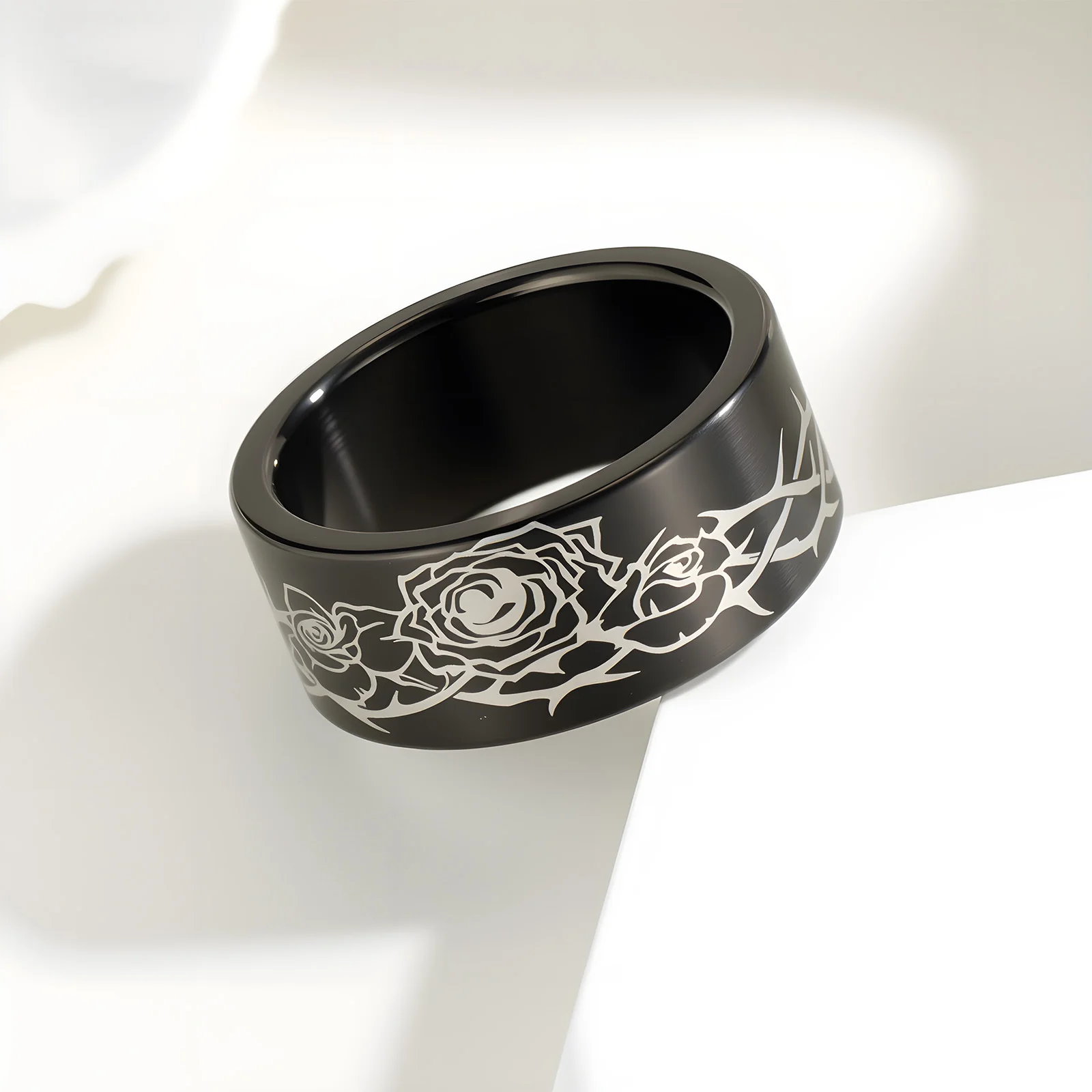 Flower Stainless Steel Ring for Women Rose Cherry Blossom Tulip Finger Wedding Vine Witch Pagan Halloween Gift Party Jewelry