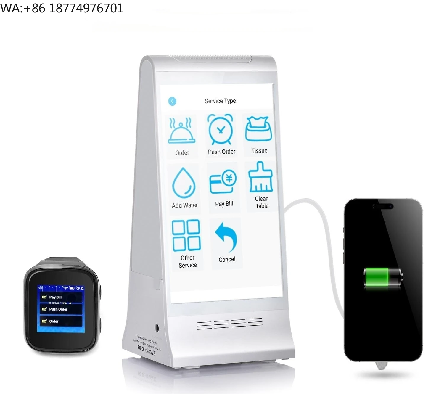 

Innovative Tabletop Desktop Restaurant Bar Order Calling System 8 Inch LCD Touch Screen Menu Android Smart Interactive Displays