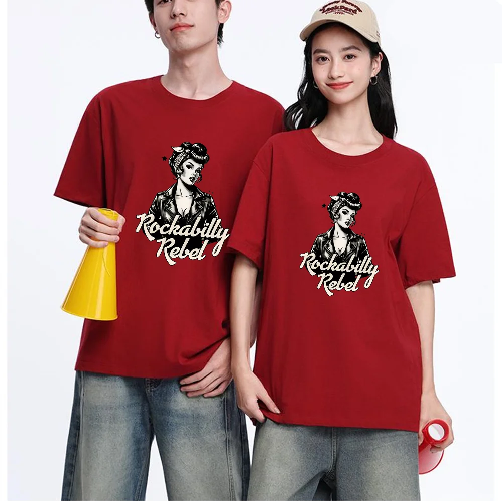 Rockabilly Rebel Printed T Shirt Cotton S-XXL Personalized Custom Casual Short Sleeve Tee Unisex Fit Breathable Fabric Aesthetic
