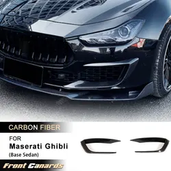 Car Front Bumper Air Vent Trims for Maserati Ghibli Base Sedan 4-Door 2018 Racing Front Canards Fins Splitters Full Carbon Fiber