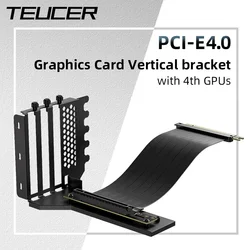 Teucer Graphics Card Holder Vertical Mounting Steering Bracket Kit 200mm PCI-E 4.0 Extension Cable for ATX Chassis