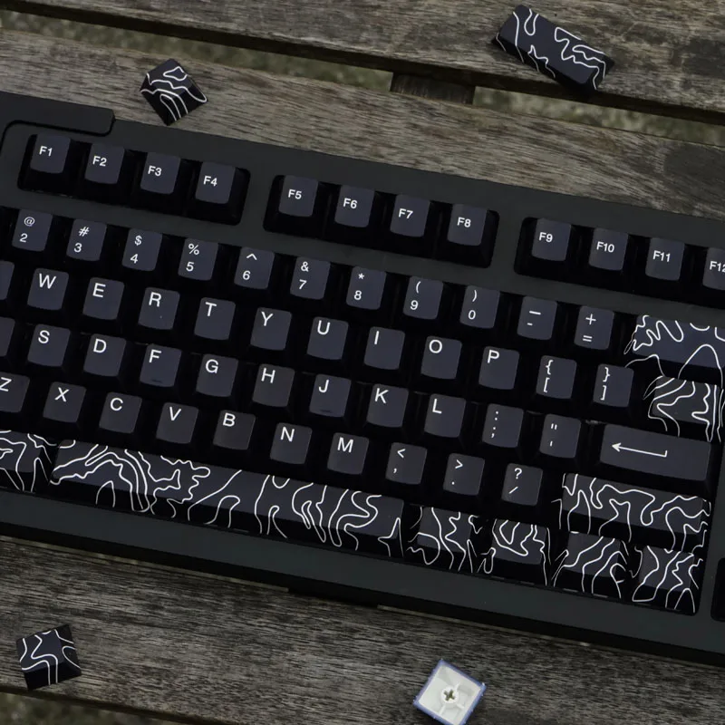 Imagem -03 - Gmk-canyon Preto Teclado Mecânico Key Cap Pbt Keycaps Sublimação de Corante Perfil Cereja 142 Chaves