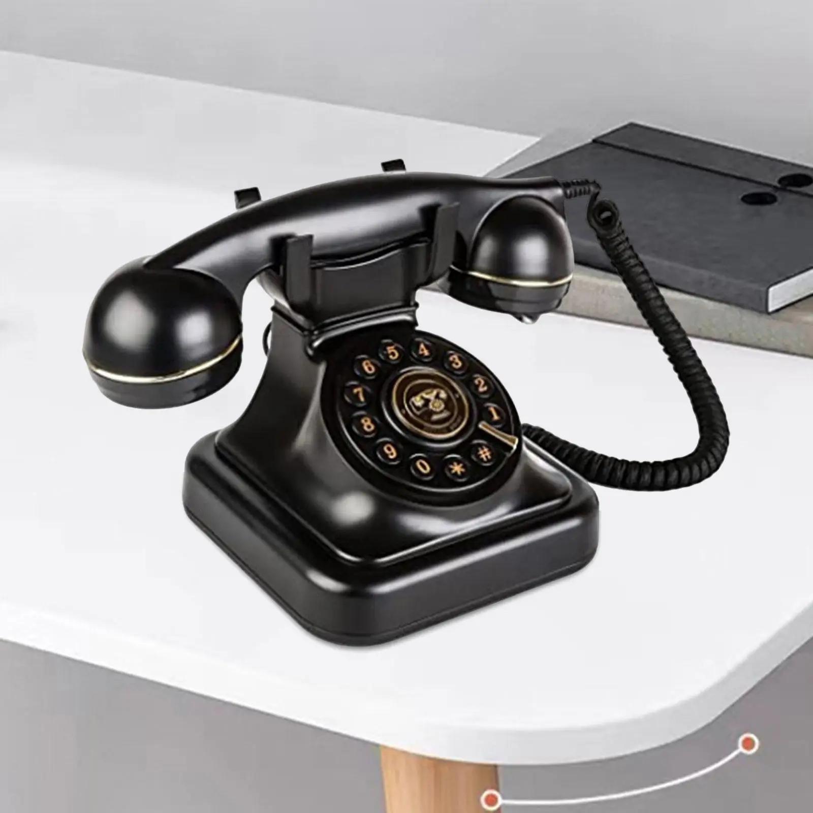 Corded Retro Telephone Fixed Phone Old Fashion with Redial Function for Office