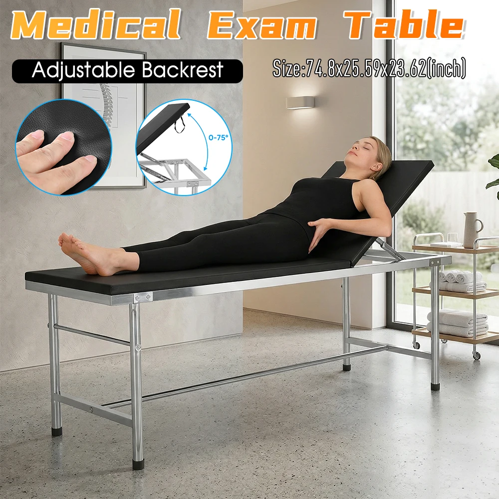 

Elderly Care Table Adjustable Backrest Esthetician Bed with Paper Roll Dispenser for Spa Salons Tattoo Spas and Home Use