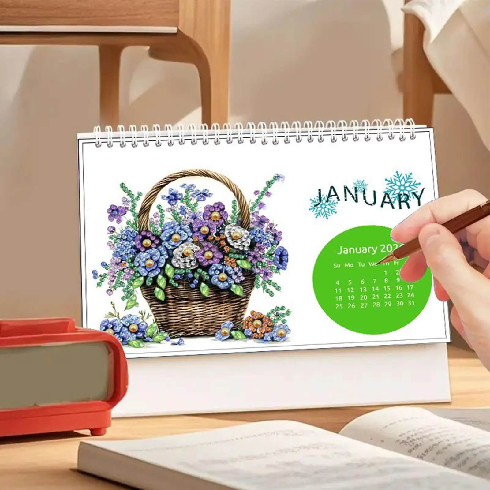 

Календари со стразами, 2026 12 месяцев, декор для планирования даты, настольный календарь для взрослых, подростков, любителей рукоделия, начинающих художников