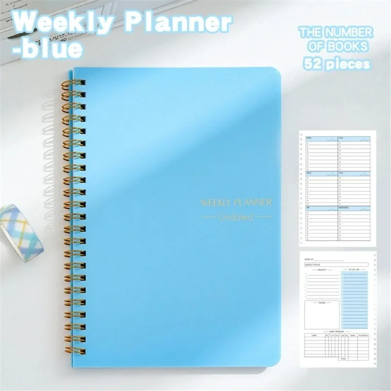 دفتر ملاحظات أزرق أسود إصدار محدود دفتر أسبوعي خطة سنوية شهرية سجل السفر