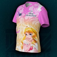 Disney Aurora Princess Jersey - V - Neck Pink Sleeve Aurora Image with Crown \