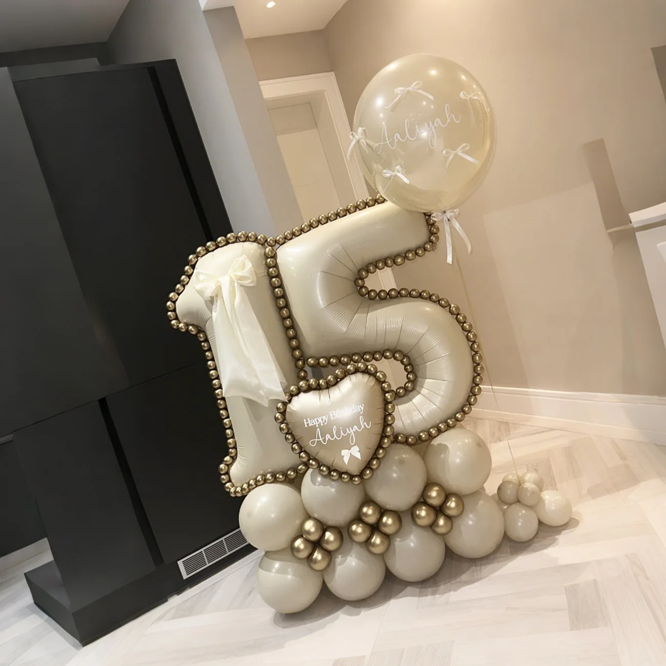 Cremeweißes digitales Säulenballon-Set, 101,6 cm, großer digitaler Ballon, Liebe, Aluminiumfolie, Ballon, Geburtstag, Jahrestag, Dekoration – Detail 5