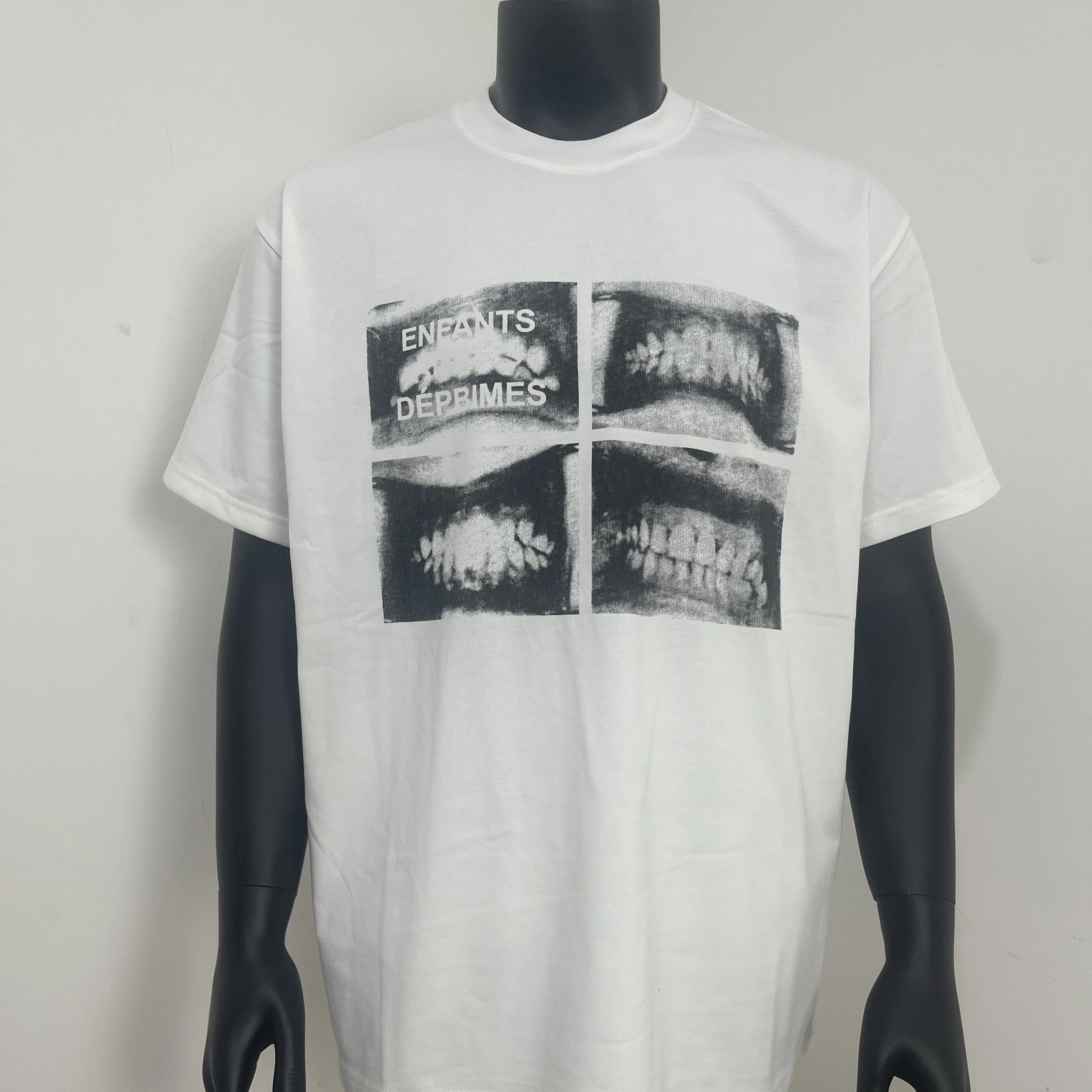 Loose Fit Pure Cotton Short Sleeve T-Shirt American Style Gum Print High Street Hip Hop Casual Top for Youth City Walk Daily ...