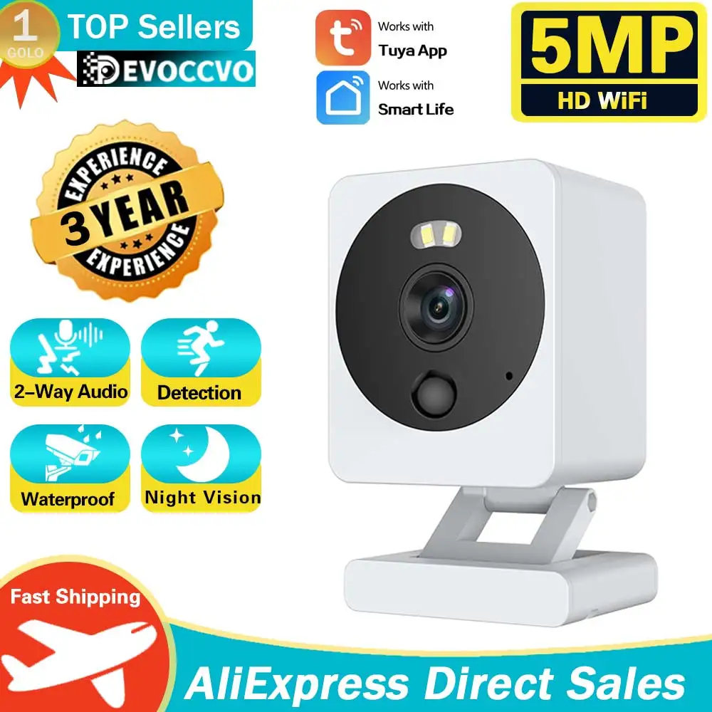 

Mini Outdoor Tuya Wifi Security Camera 5MP HD Motion Detection Color Night Vision Wireless CCTV Surveillance Camera Waterproof
