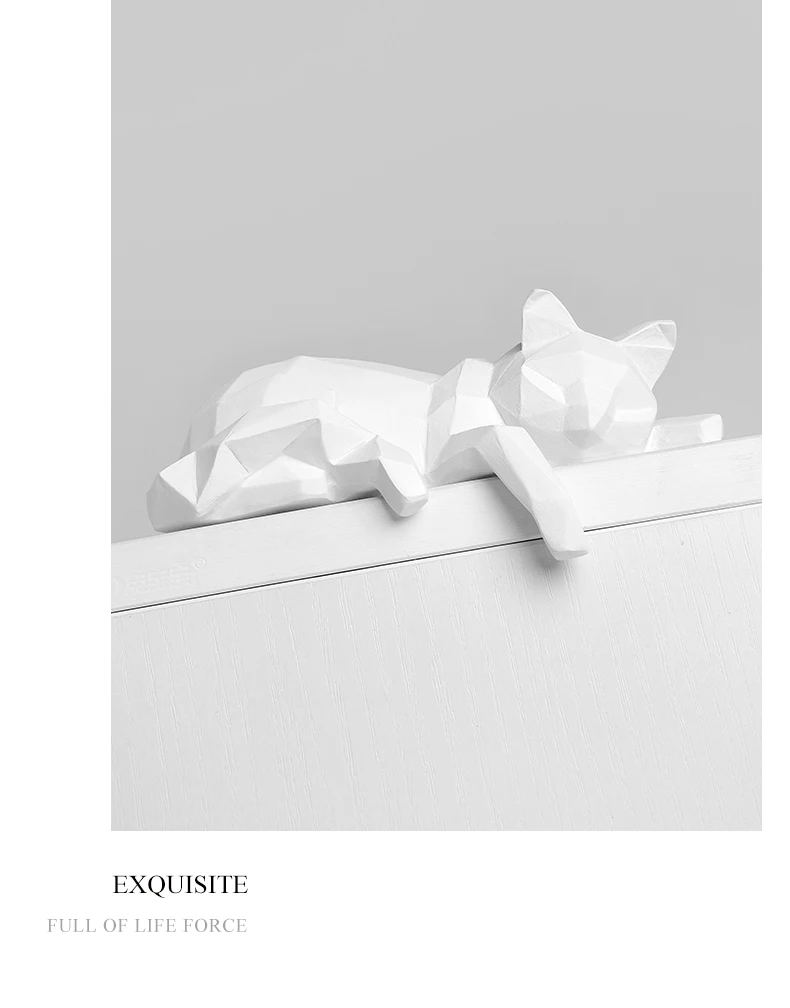 1 Set Katzenskulpturen, geometrisch geschnittene Tierskulpturen, Kunsthandwerk aus Kunstharz, kreative Wohnraumdekoration, Ornamente in Form von faulen Katzenstatuen – Detail 7