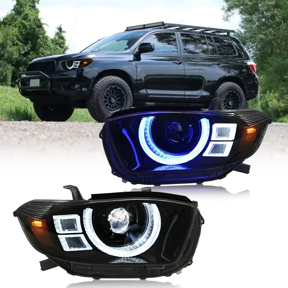 

Pair Full LED Headlights Assembly For 2008 2009 2010 Toyota Highlander Headlamps LH+RH