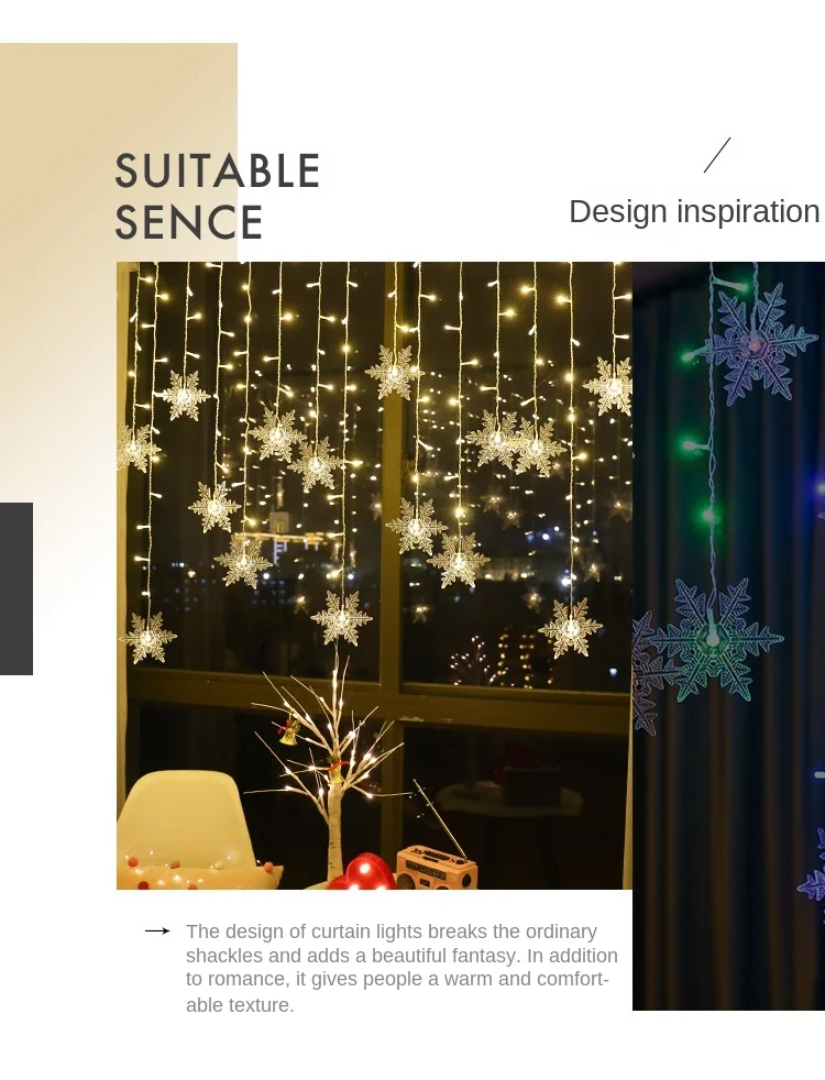 3.5M Christmas Lights LED Fairy String Lights Snowflake Curtain Garland Waterproof For Holiday Party Xmas Decoration 2026