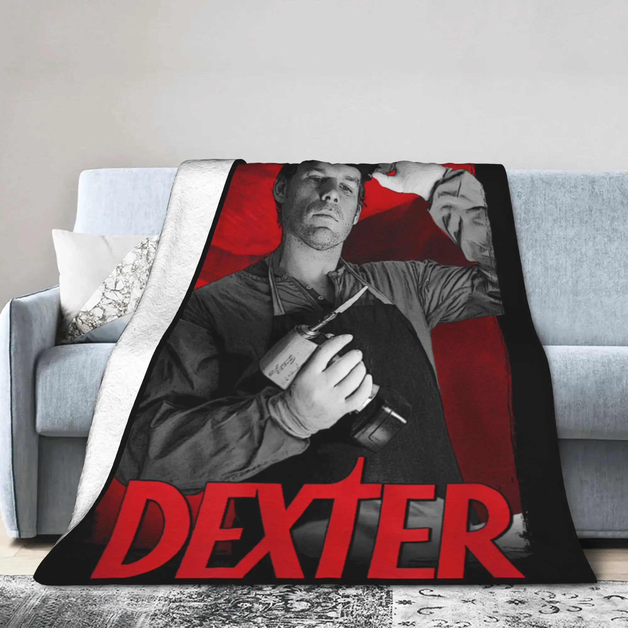 See Saw Dexter Morgan Knitted Blanket Horror Movie Fleece Throw Blankets Airplane Travel Decoration Soft Warm Bedsprea,