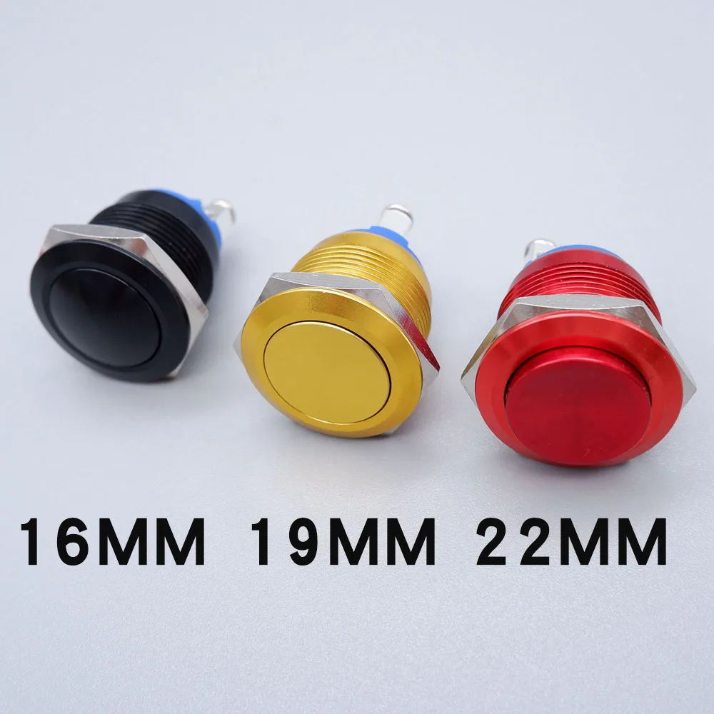 16mm 19mm 22mm Metal Push Button Switch Self Reset Momentary PC  Car Engine Red Blue Black Green Yellow Color NO Normal Open