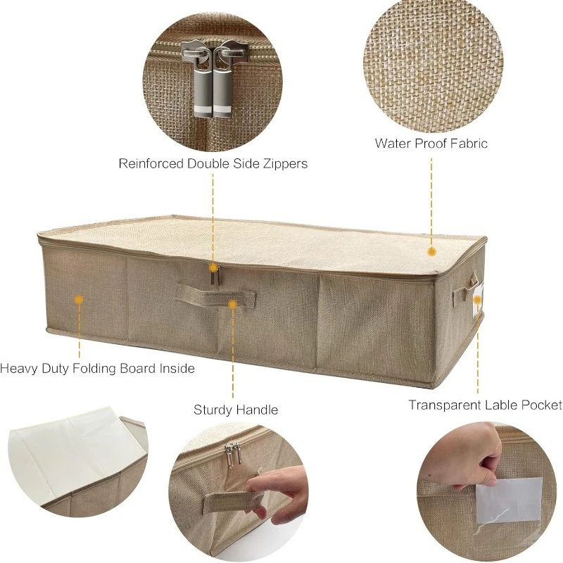 Under Bed Storage Bags, Foldable Underbed Storage Container for Organizing Clothes Blankets Pillows Toys, 1pc image 2