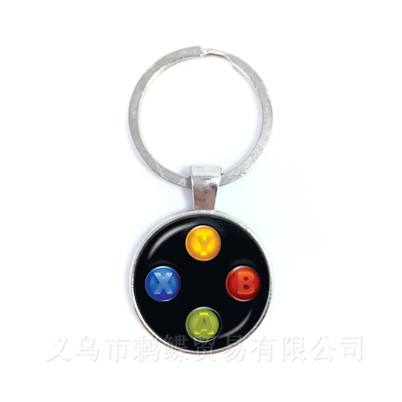 Creative Jewelry Art Picture Keychain Geeky Perfect Gift Idea Men Video Game Controller Man 25mm Glass Dome Keyring