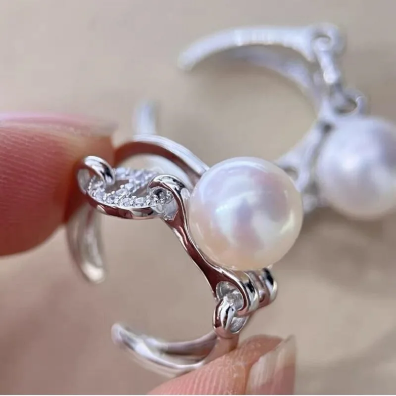 

GORGEOUS 9-10MM SOUTH SEA PERFECT ROUND WHITE PEARL RING 925S