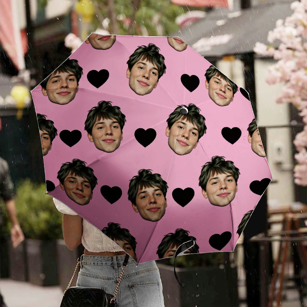 Custom Pictures Umbrella, Personalized Printed Photo Face Automatic Umbrella Portable Travel Rain Gifts for Men and Women Family